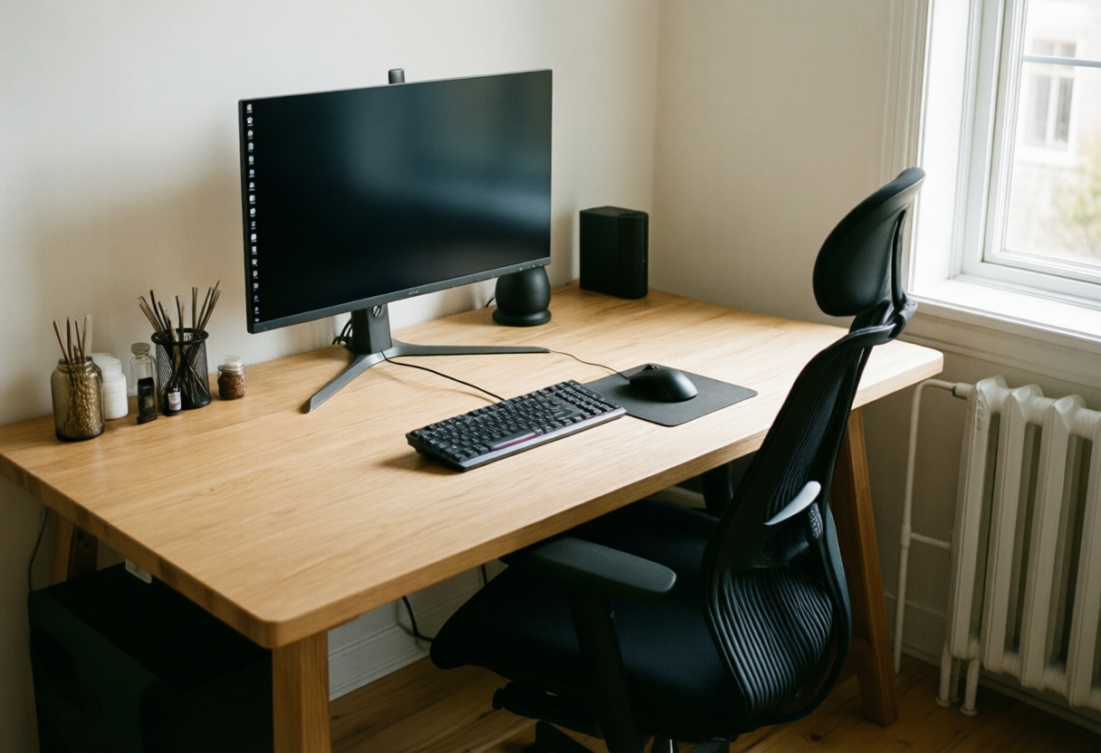 Íróasztali ergonómiát ábrázoló rajz